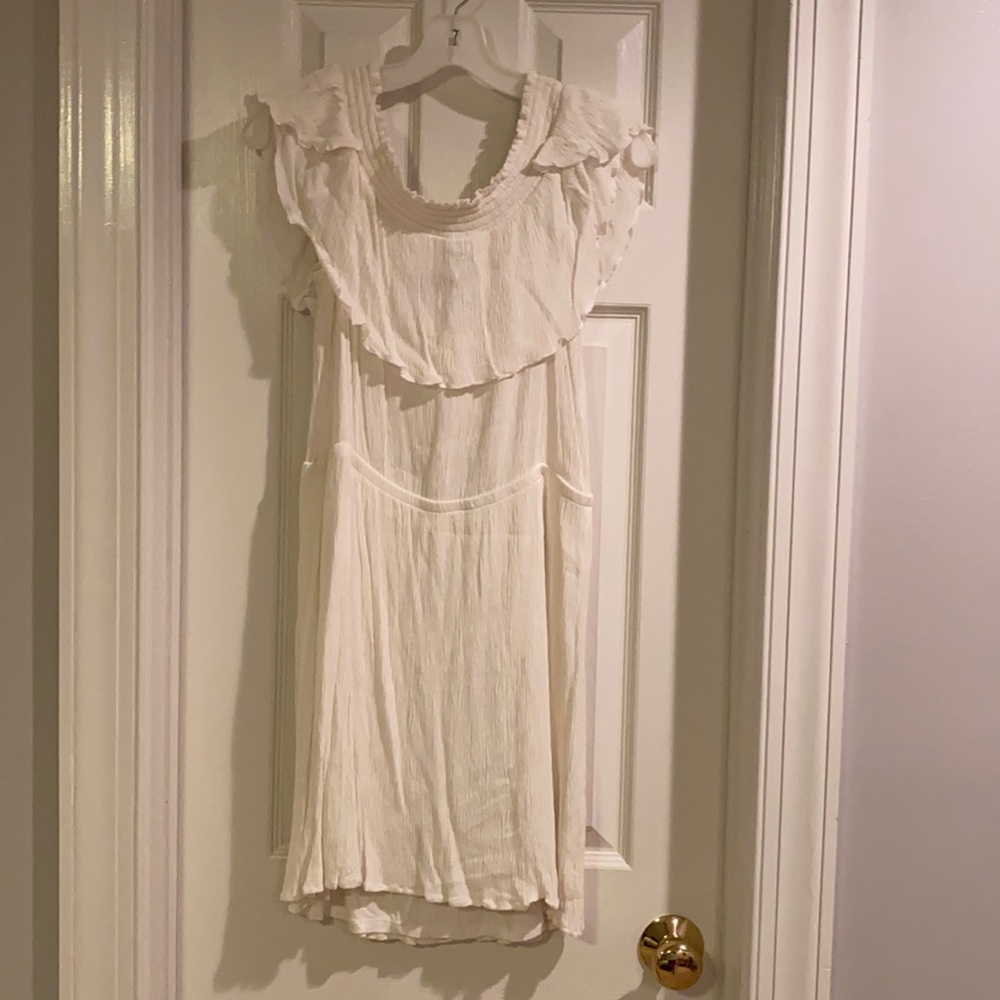 Express size L off the shoulder off white mini dress.